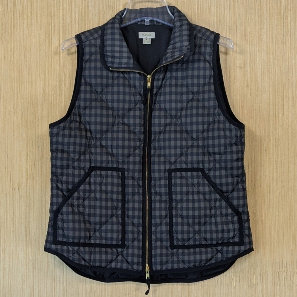 J. Crew Quilted‎ Gingham Vest Womens Medium Down Filled Gorpcore Outdoors Casual